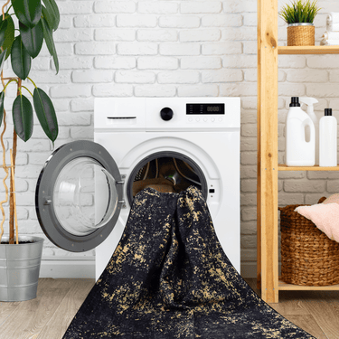 Maval Black & Gold Washable Area Rug