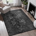 Maval Washable 4'x6' Area Rugs in Black & Gray Color