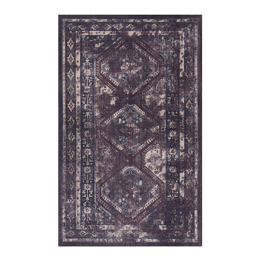 Maval Burgundy & Black Indoor/Outdoor Area Rug