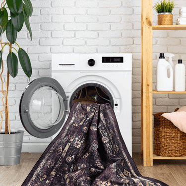 Maval Burgundy & Black Washable Area Rug