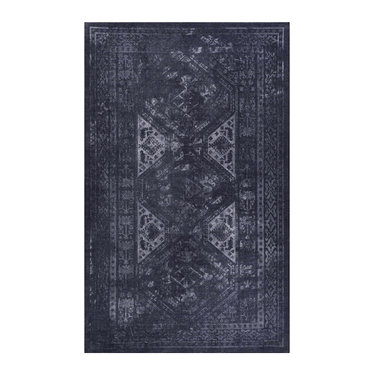 Maval Washable Area Rugs in Black & Gray Color