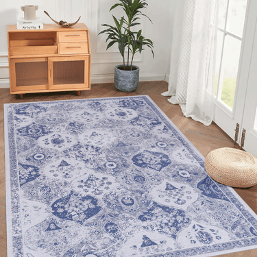 Maval Washable 4'x6' Area Rugs in Blue Color