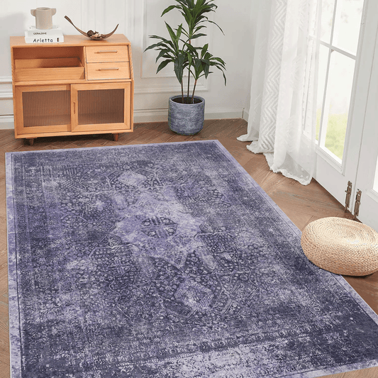 Naar, Machine Washable Area Rugs, Low-Pile, Non-Slip, Non-Shedding, Foldable, Kid & Pet Friendly - Area Rugs for living room, bedroom, kitchen, dining room rug - Perfect Gift, (Anthracite)