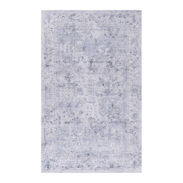 Machine Washable Blue & Cream Area Rug