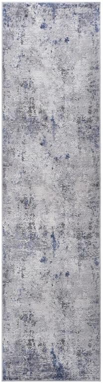 NAAR MARFI Collection Silver/Blue/Abstract Non-Shedding Living Room Bedroom Dining Home Office Stylish and Stain Resistant Area Rug