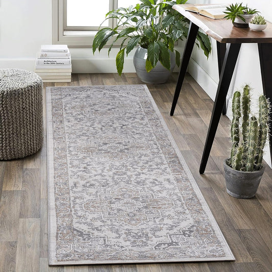 NAAR MARFI Collection Ivory/Beige/Oriental Non-Shedding Living Room Bedroom Dining Home Office Stylish and Stain Resistant Area Rug