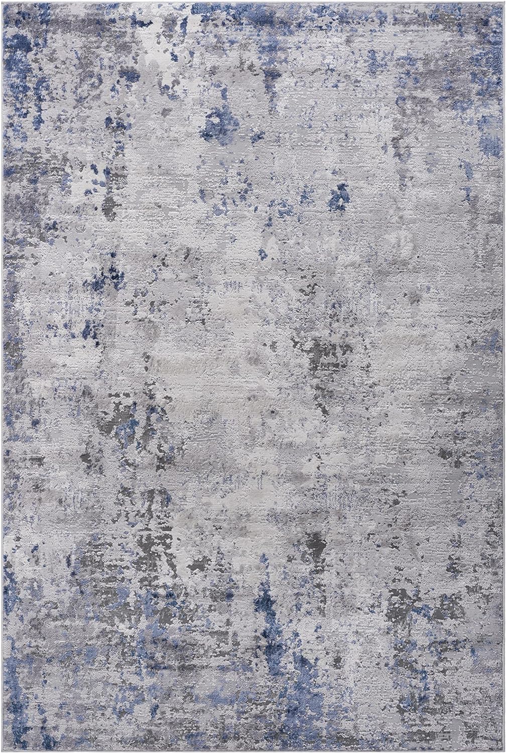 NAAR MARFI Collection Silver/Blue/Abstract Non-Shedding Living Room Bedroom Dining Home Office Stylish and Stain Resistant Area Rug