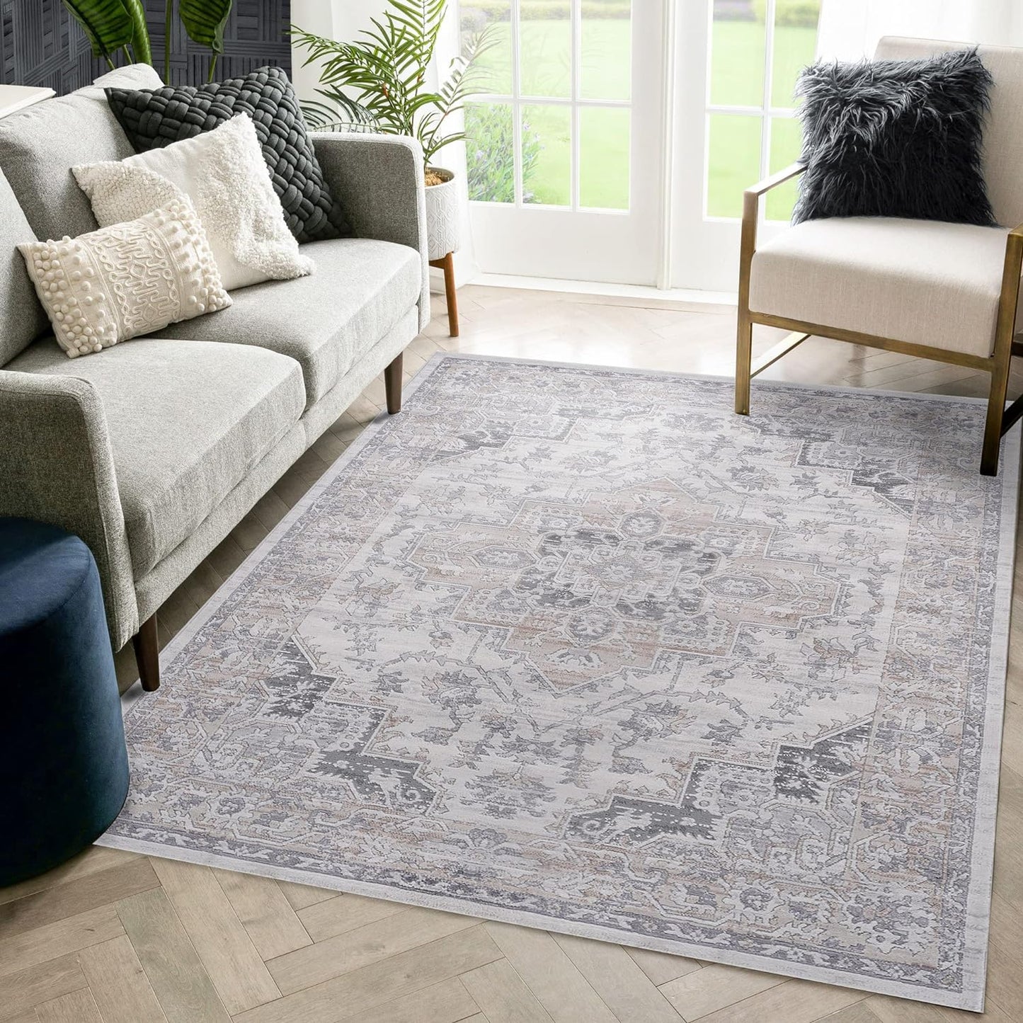 NAAR MARFI Collection Ivory/Beige/Oriental Non-Shedding Living Room Bedroom Dining Home Office Stylish and Stain Resistant Area Rug